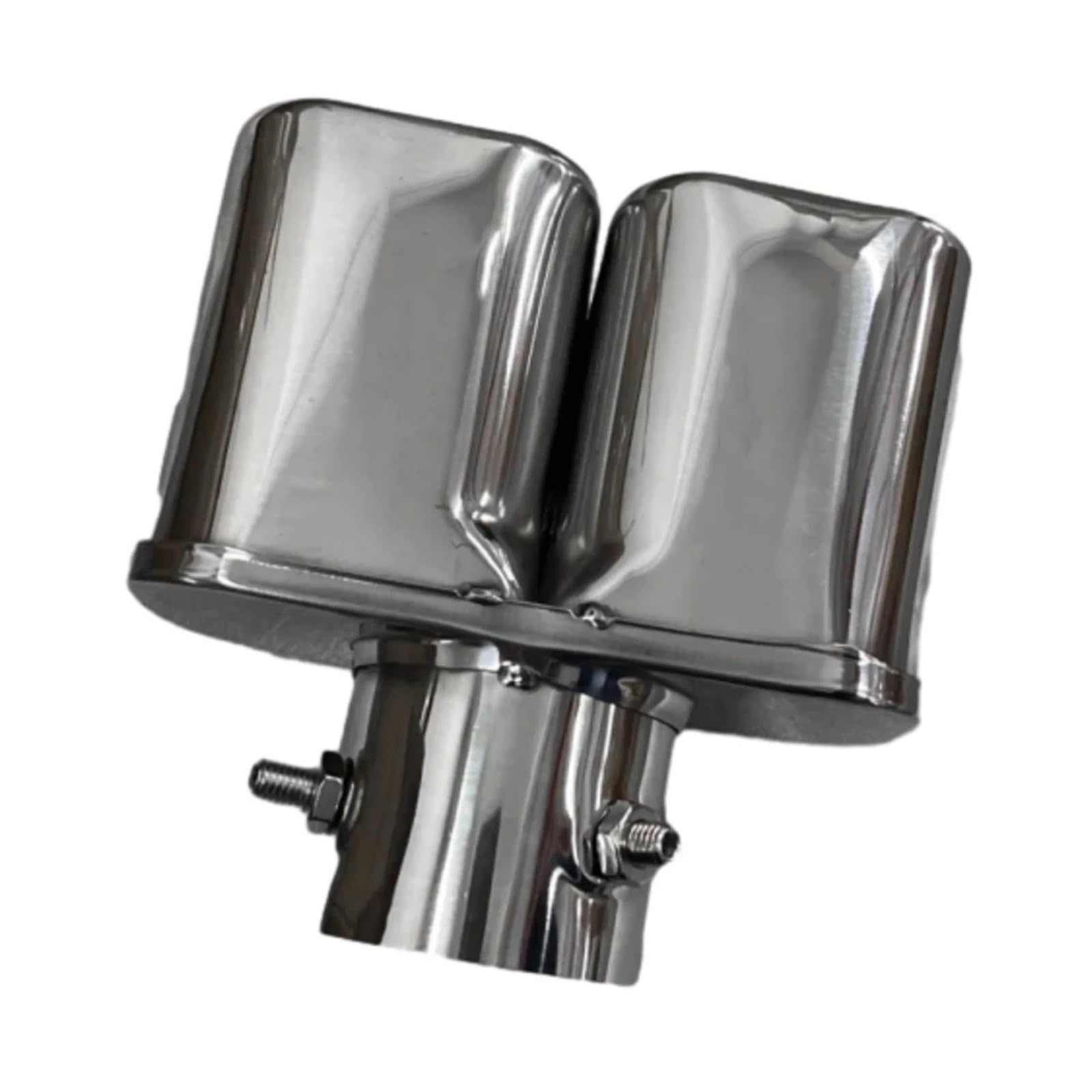 Auspuffendrohr Universal Auto Hinten Doppelauspuffrohr Endschalldämpfer Spitze Hals Endrohr Endstück Edelstahl Blau Doppelauspuffrohr Modifiziert Auspuff Endrohr(Straight Silver) von PEPKWELYCB