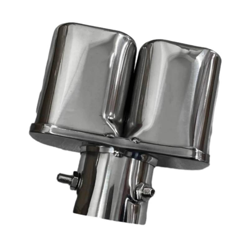 Auspuffendrohr Universal Auto Hinten Doppelauspuffrohr Endschalldämpfer Spitze Hals Endrohr Endstück Edelstahl Blau Doppelauspuffrohr Modifiziert Auspuff Endrohr(Straight Silver) von PEPKWELYCB