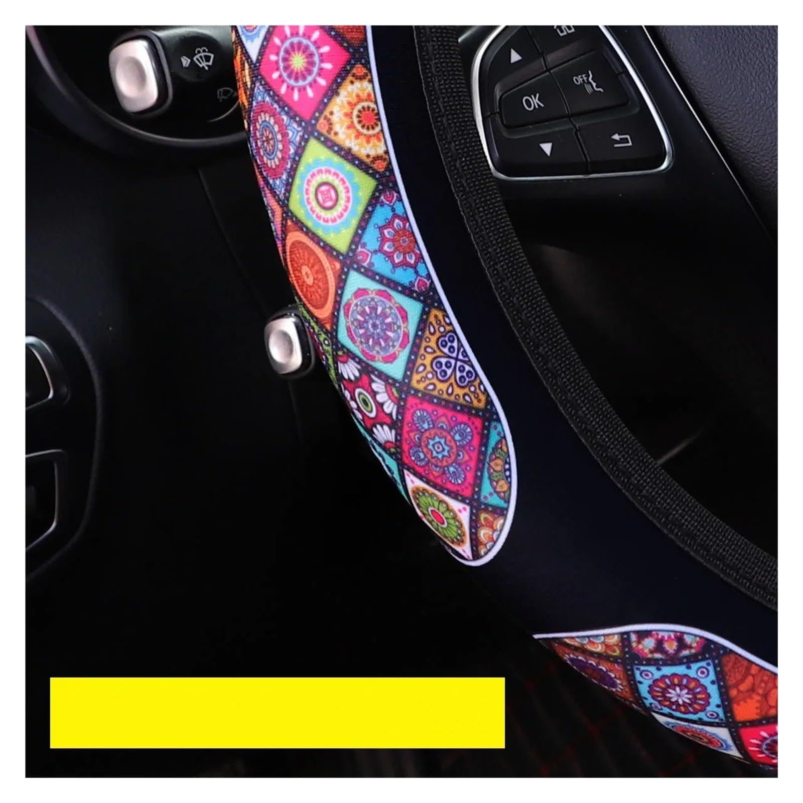 Lenkradbezug Fürs Auto Sonnenblumen-Blumen-Kariertes Schwarz-weißes Stoffauto Ohne Innenring-Lenkradabdeckung 14,5-15 Zoll Griffabdeckung Auto Lenkradabdeckung(Color Lattice) von PEPKWELYCB