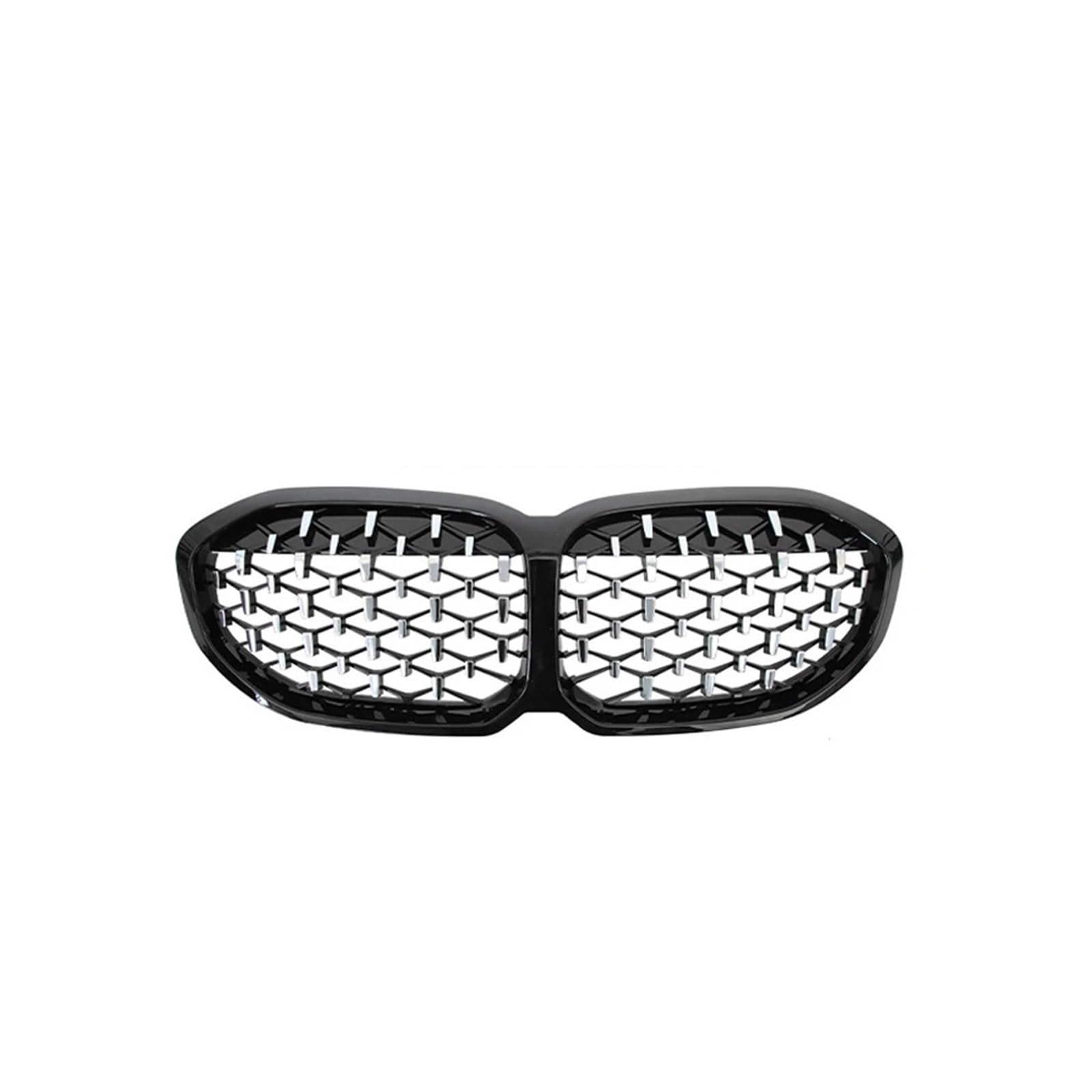 Nieren Schwarz Für 1er F40 2020-IN Ersatzteil 2-teiliger ABS-Front-Diamant-Nierengrill Renngrill Meteor Style Grill Glanz Schwarz(Black and Silver) von PEPKWELYCB