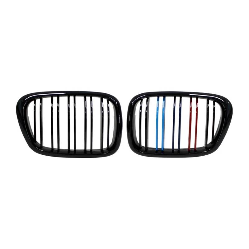 Nieren Schwarz Für 5 Series E39 Für M5 525 528 1995-2004 Dual Line Autozubehör Ersatzteil Glänzend Schwarz Fronthaube Nierengrill Grill Glanz Schwarz(M Colour) von PEPKWELYCB