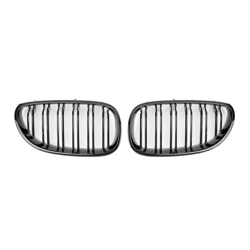 Nieren Schwarz Für E60 E61 5 Series 2003 2004 2005 2006 2007 2008 2009 Schwarz Glänzender Auto-Doppellamellen-Auto-Frontstoßstangengrill Nieren-Racing-Grill Grill Glanz Schwarz(Glossy Black) von PEPKWELYCB