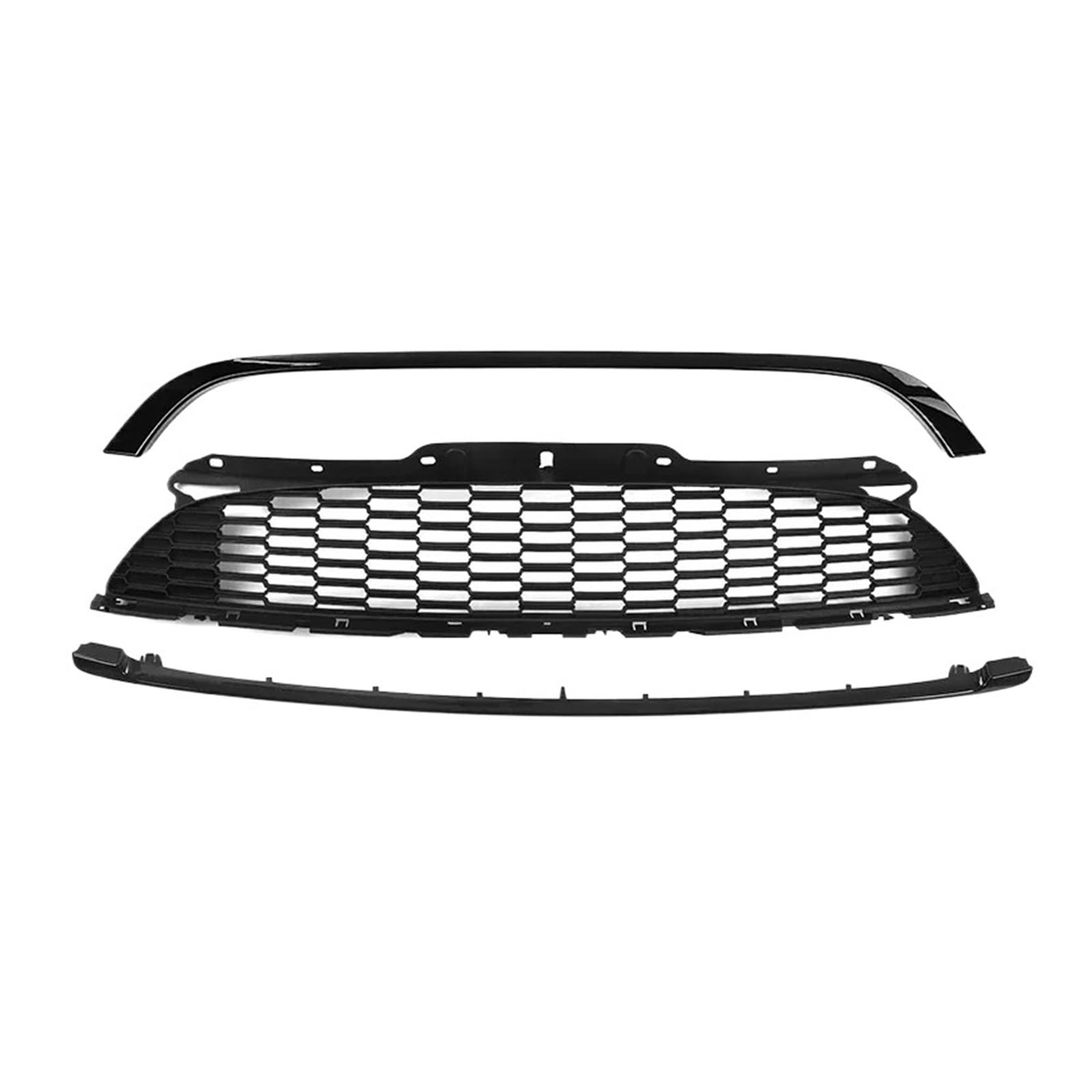 Nieren Schwarz Für Mini R55 R56 R57 R58 R59 Für Cooper S & JCW 2007-2015 Nur Frontstoßstange Honeycomb Grille Mesh Obere Und Untere Zierleisten Grill Glanz Schwarz(Grille Mesh Kit) von PEPKWELYCB