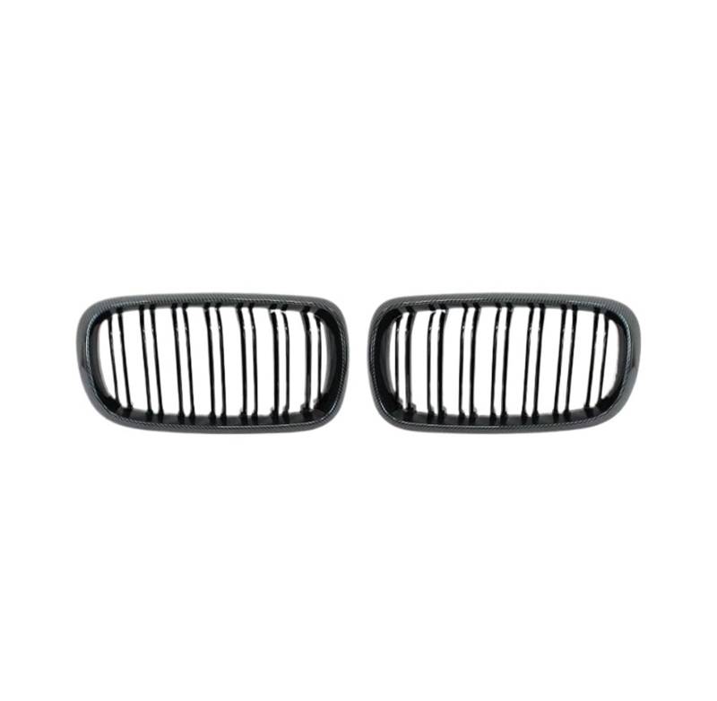 Nieren Schwarz Für X5 Für X6 M F15 F16 F85 F86 2014-2017 ABS Gloss Black Racing Grills Frontstoßstangengrill Dual 2-Lamellen-Nierengrill Grill Glanz Schwarz(Double Line Carbon) von PEPKWELYCB