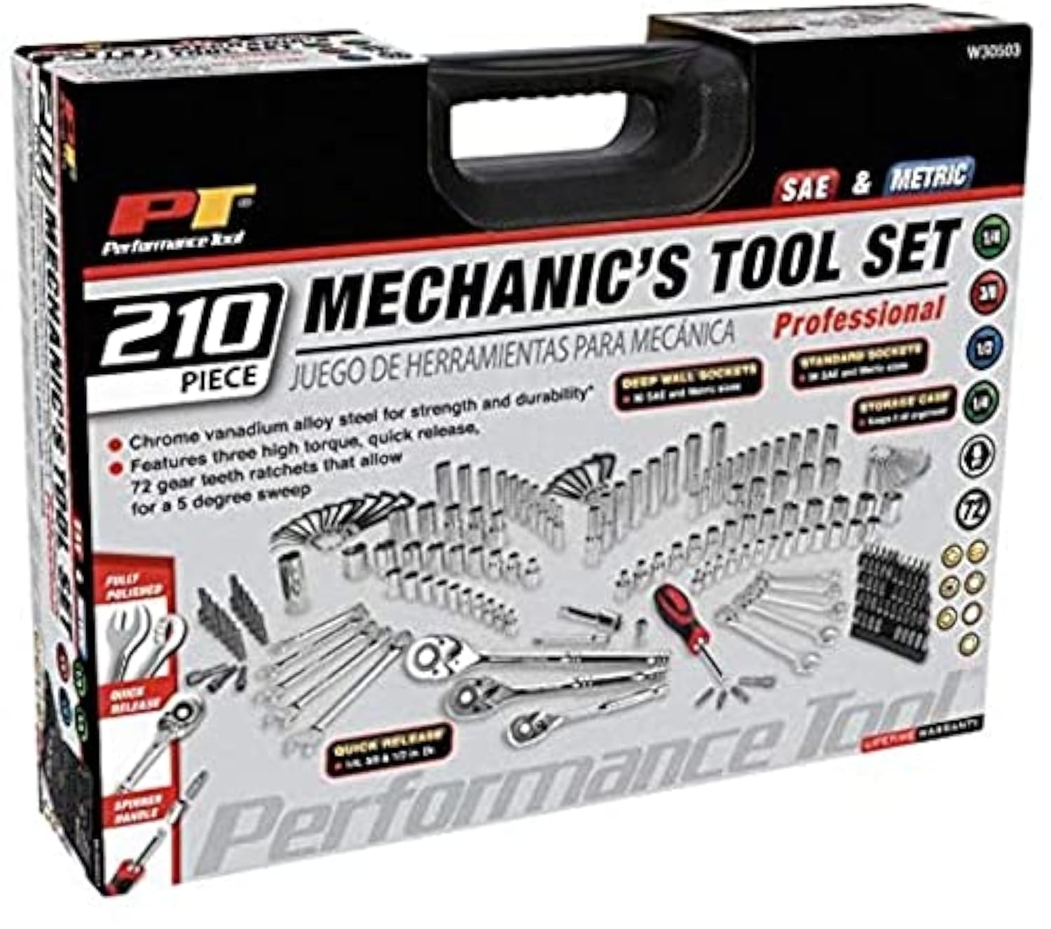 PERFORMANCE TOOL W30503 Mechaniker-Werkzeug-Set, 210-teilig PERFORMANCE TOOL W30503 Mechaniker-Werkzeug-Set, 210-teilig von PERFORMANCE TOOL