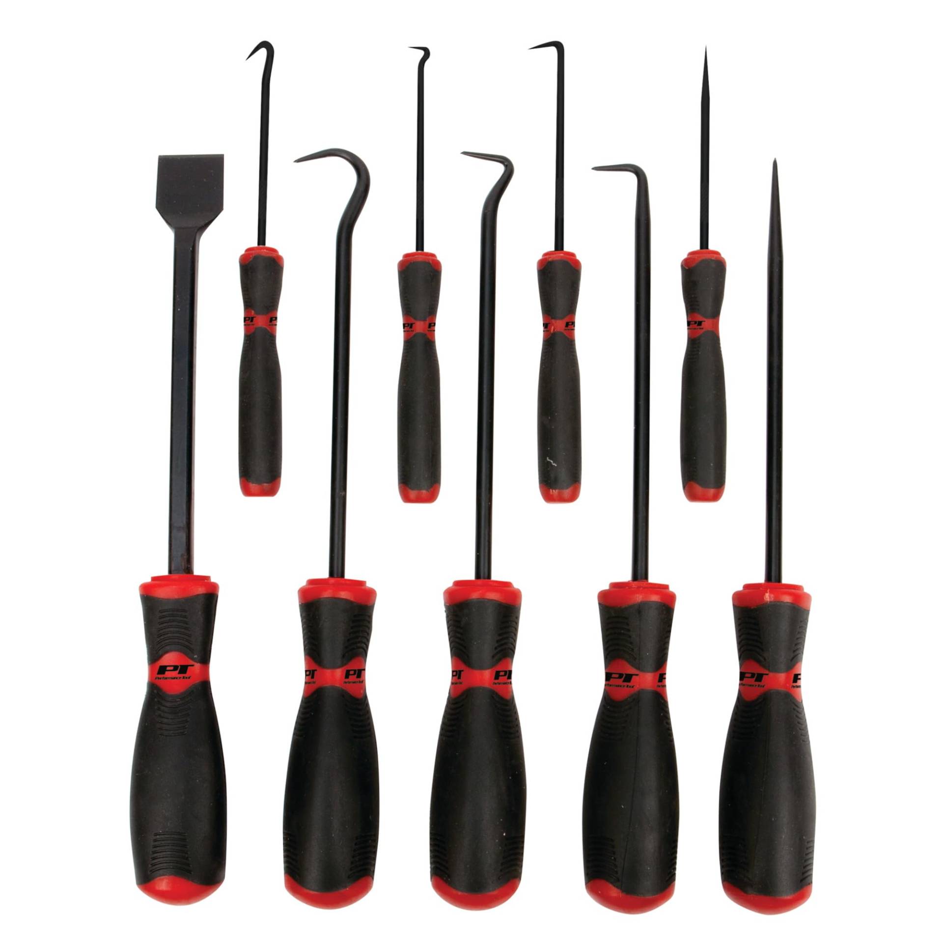 Performance Tool W948 9-teiliges Haken-/Plektren-/Schaber-Set, Schwarz/Rot von PERFORMANCE TOOL