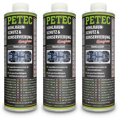 Petec 3x 1 L Hohlraumschutz & -Konservierung translucent [Hersteller-Nr. 73510] von PETEC