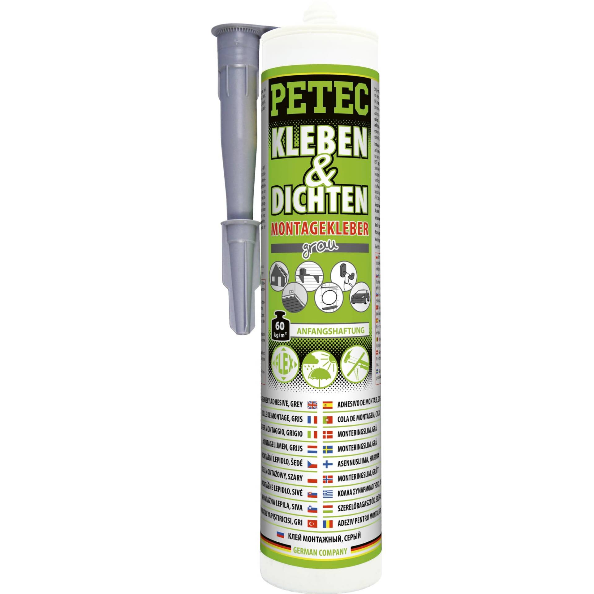 PETEC Kleber Montagekleber Außen & Innen grau Universalkleber extra stark Kleben & Dichten. Baukleber Dichtmasse für saugende und nichtsaugende Klebeflächen 94629 von PETEC