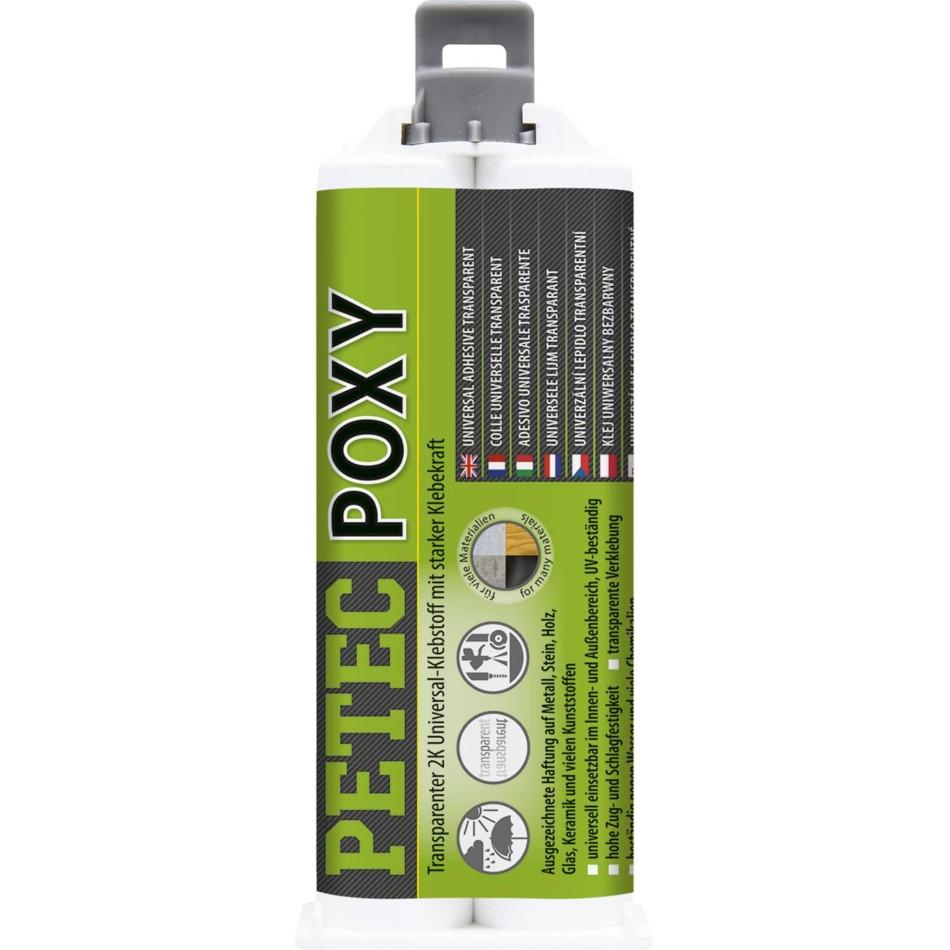 PETEC POXY 2 Komponenten Kleber extra stark Epoxidharz Klebstoff transparent 50 ml Doppelkartusche. Zum Kleben von Metall, Kunststoff, Glas Holz 98050 PETEC POXY 2 Komponenten Kleber extra stark Epoxidharz Klebstoff transparent 50 ml Doppelkartusche. Zum Kleben von Metall, Kunststoff, Glas Holz 98050 von PETEC