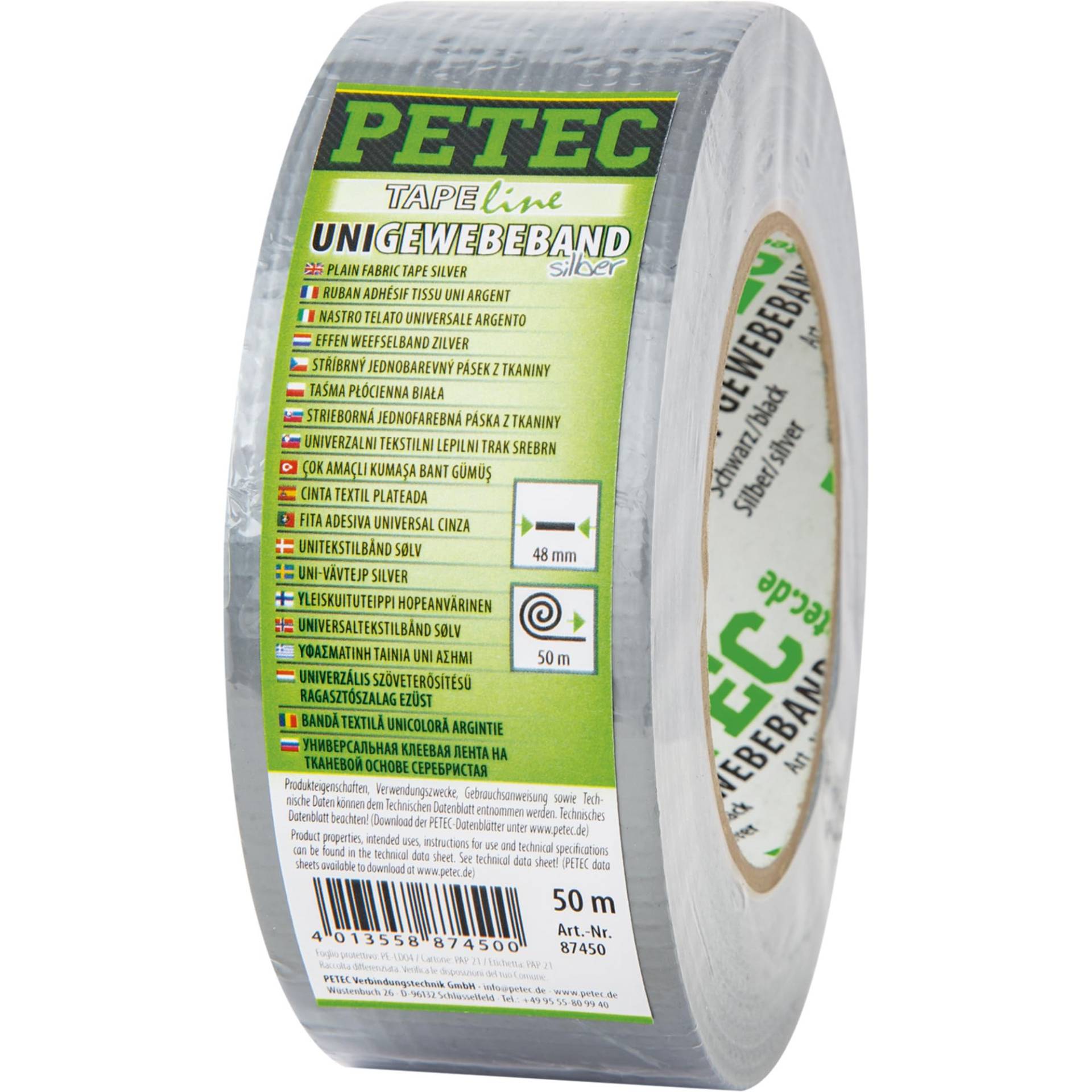 PETEC Uni Gewebeband 50m Klebeband silber Gaffa Tape Gewebeklebeband extra breit Multi Solution Tape 87450 PETEC Uni Gewebeband 50m Klebeband silber Gaffa Tape Gewebeklebeband extra breit Multi Solution Tape 87450 von PETEC