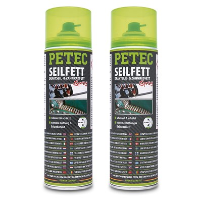 Petec 2x 500 ml Seilfett, Drahtseil- & Zahnradfett Spray von PETEC