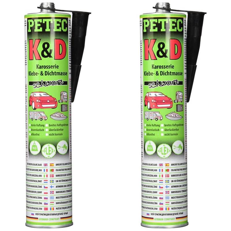 Petec 94730 K&D Karosserie Klebe und Dichtmasse schwarz, 310 ml (Packung mit 2) von PETEC