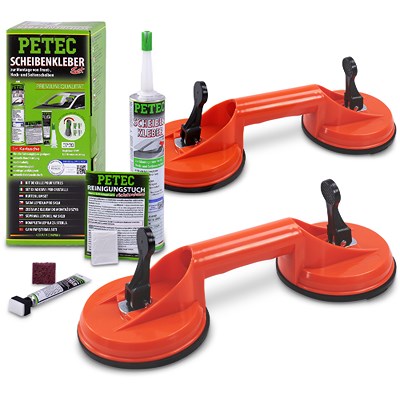 Petec Scheibenkleber-Set+2x Gummi Doppelsauger Ø 118 mm [Hersteller-Nr. 40668715] von PETEC