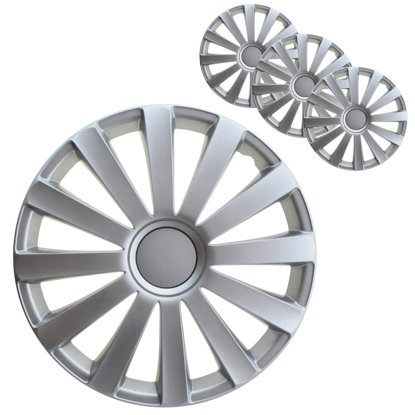 PETEX 4 Stück Radzierblenden 15 Zoll Silber ABS Acrylnitril-Butadien-Styrol Speichen-Clip Radkappen Universal PETEX 4 Stück Radzierblenden 15 Zoll Silber ABS Acrylnitril-Butadien-Styrol Speichen-Clip Radkappen Universal von PETEX