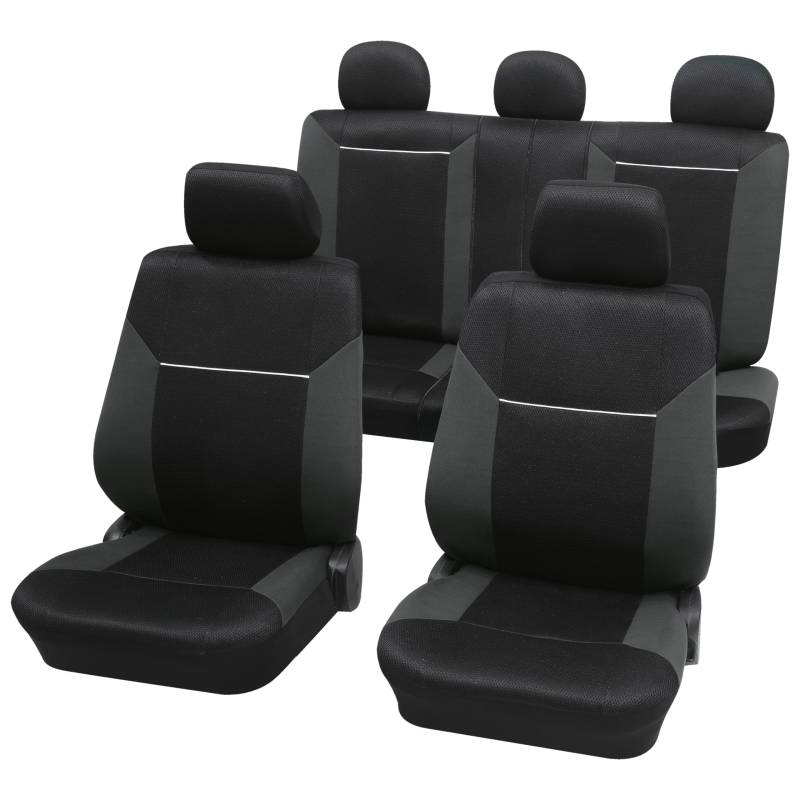 Universal Autositzbezüge "Prestige" vorne und hinten, airbagtauglich und geprüft, Komplettset 11-Teilig Eco Class Sab 1 Vario, grau von PETEX