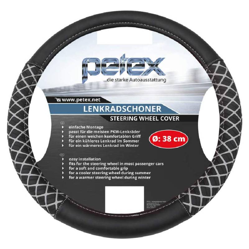 Petex 433110518 Lenkradschoner, Durchmesser 38 cm, TPE-Ring, Design 1105, Grau, M von PETEX