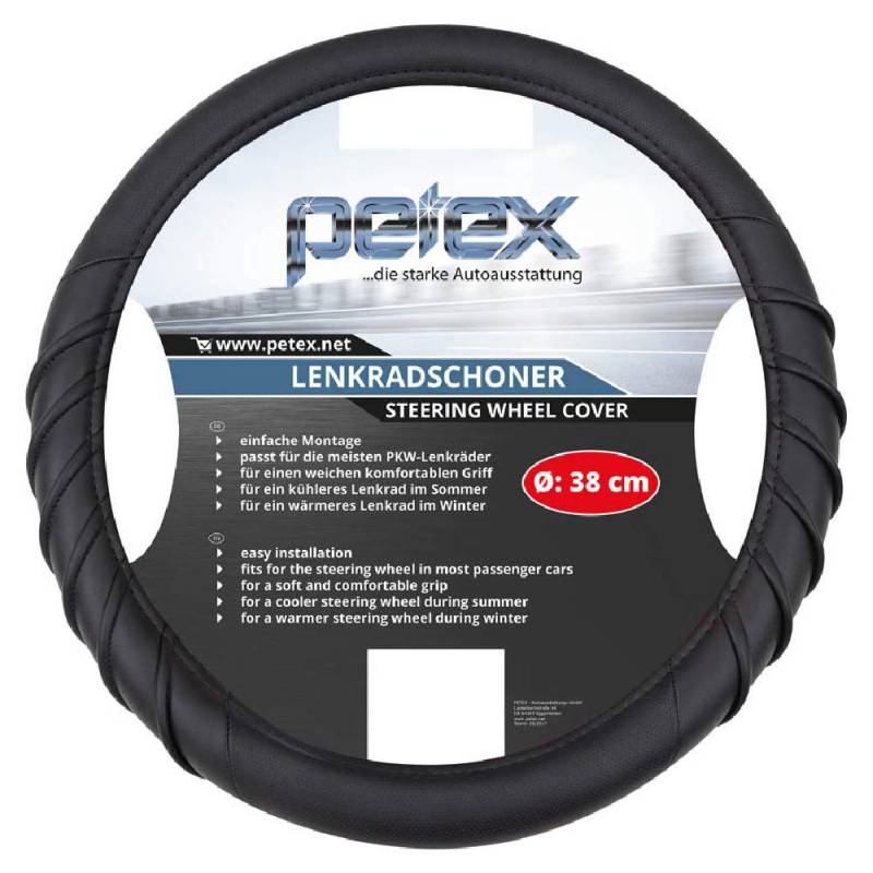 Petex 433110704 Lenkradschoner, Durchmesser 38 cm, TPE-Ring, Design 1107, Schwarz, M von PETEX