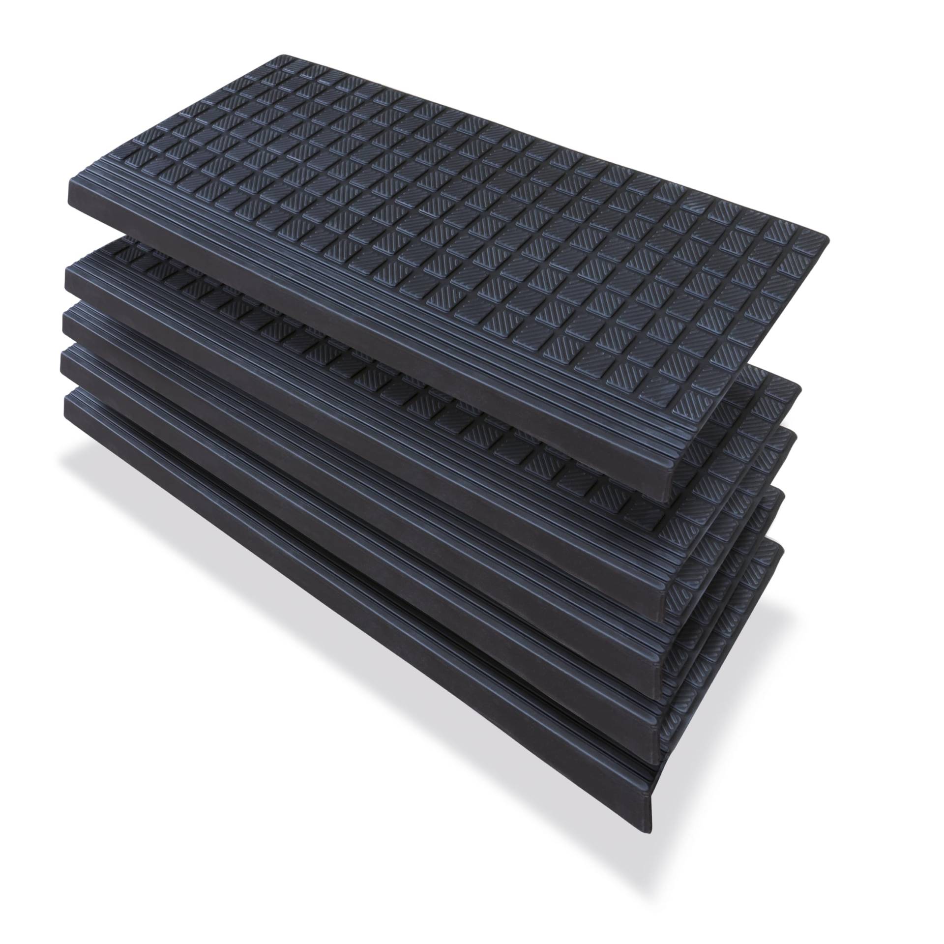 PETEX 5X Stufenmatte/Treppenmatte mit Winkelkante aus Gummi für innen und außen, 64,5 x 25 cm, selbstklebend, rutschfest von PETEX
