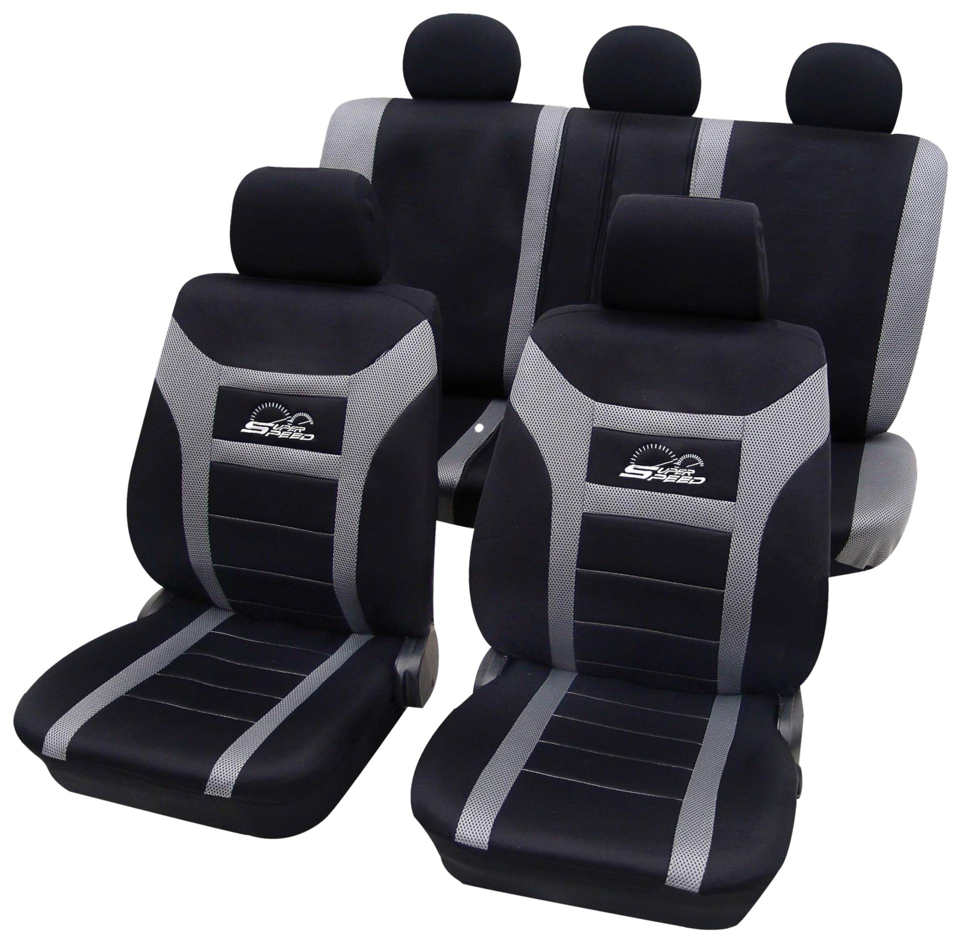PETEX Auto Sitzbezüge Universal Komplett Set 11-teilig - Super-Speed grau, Eco Class mit SAB 1 Vario PETEX Auto Sitzbezüge Universal Komplett Set 11-teilig - Super-Speed grau, Eco Class mit SAB 1 Vario von PETEX