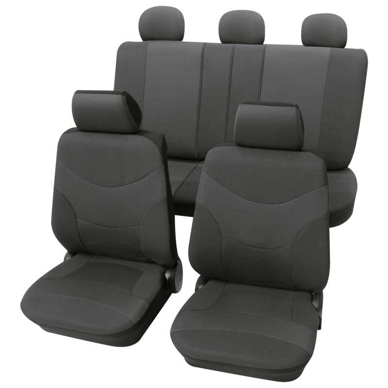 PETEX Auto Sitzbezüge Universal Komplett Set 17-teilig - Vesuv anthrazit, Eco Class mit SAB 1 Vario Plus von PETEX