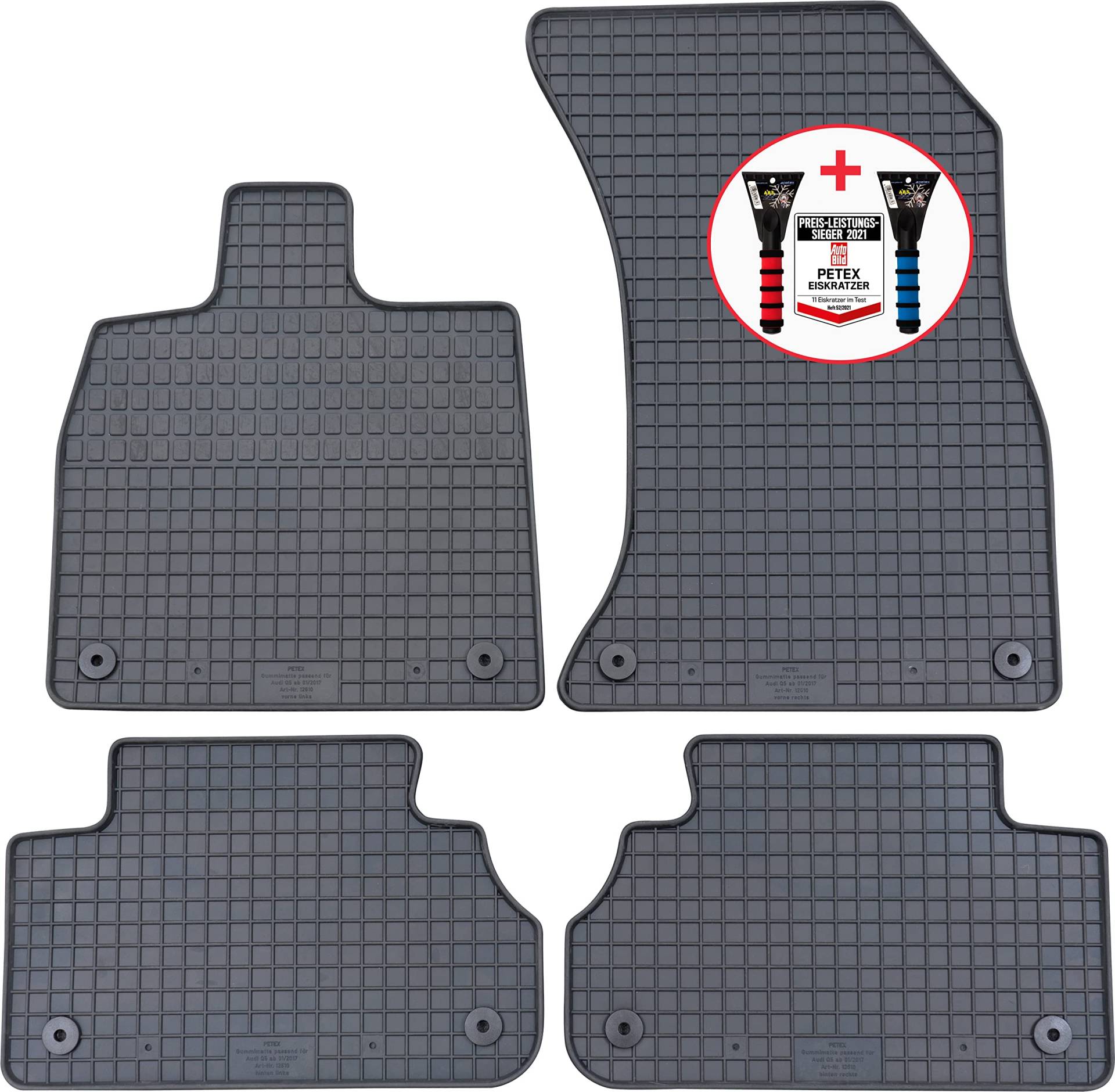 PETEX Gummimatten Premium 4-TLG schwarz + Eiskratzer Auto Bild Test 52/2021 PETEX Gummimatten Premium 4-TLG schwarz + Eiskratzer Auto Bild Test 52/2021 von PETEX