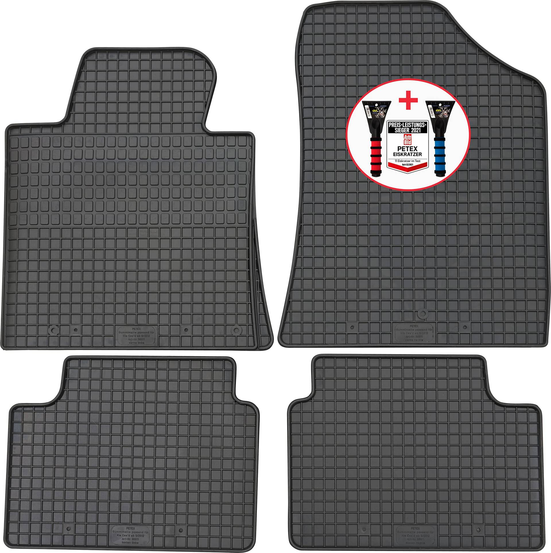 PETEX Gummimatten Premium 4-TLG schwarz + Eiskratzer Auto Bild Test 52/2021 PETEX Gummimatten Premium 4-TLG schwarz + Eiskratzer Auto Bild Test 52/2021 von PETEX