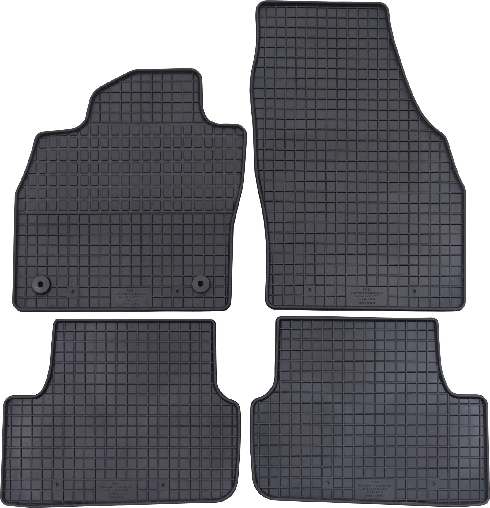 PETEX Gummimatten passend für A1 Sportback ab 11/2018 schwarz 4-teilig von PETEX