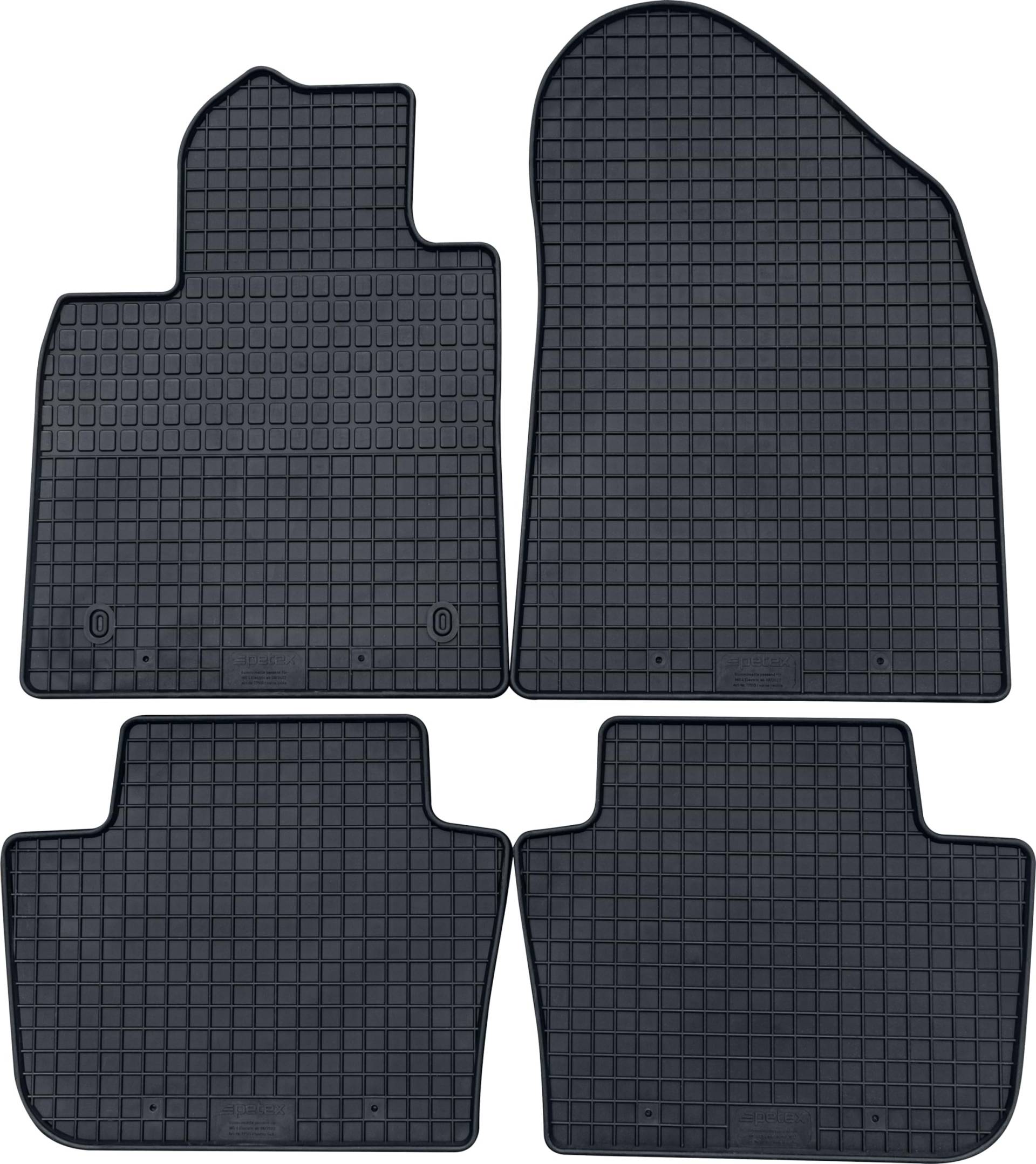 PETEX Passform Gummimatte vorne und hinten 4-teiliges Set, PKW Auto Fußmatte, schwarz, robust, wetterfest von PETEX