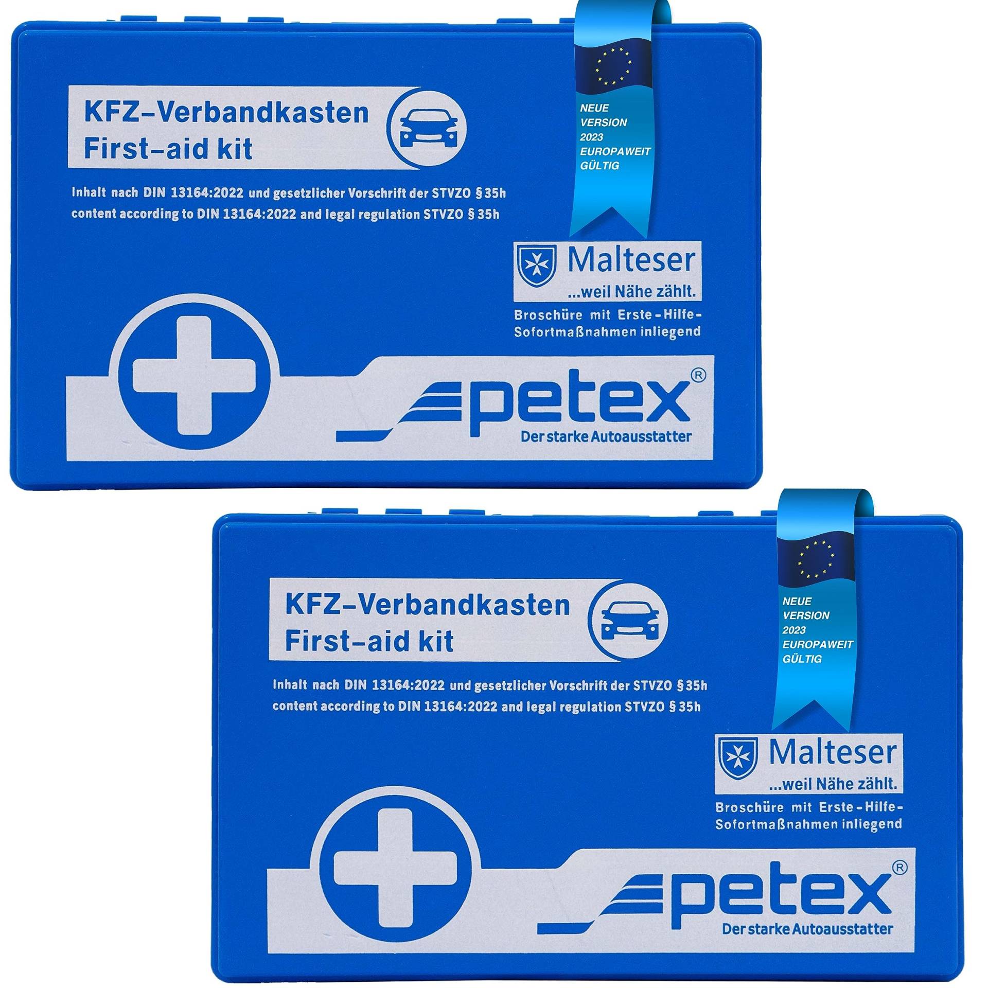 PETEX Verbandkasten 2er Set, Inhalt nach DIN 13164:2022, blau von PETEX