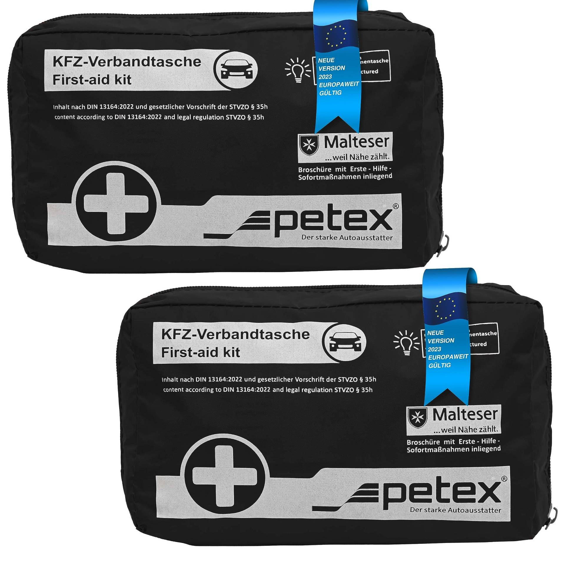 PETEX Verbandtasche 2er Set, Inhalt nach DIN 13164:2022, schwarz von PETEX