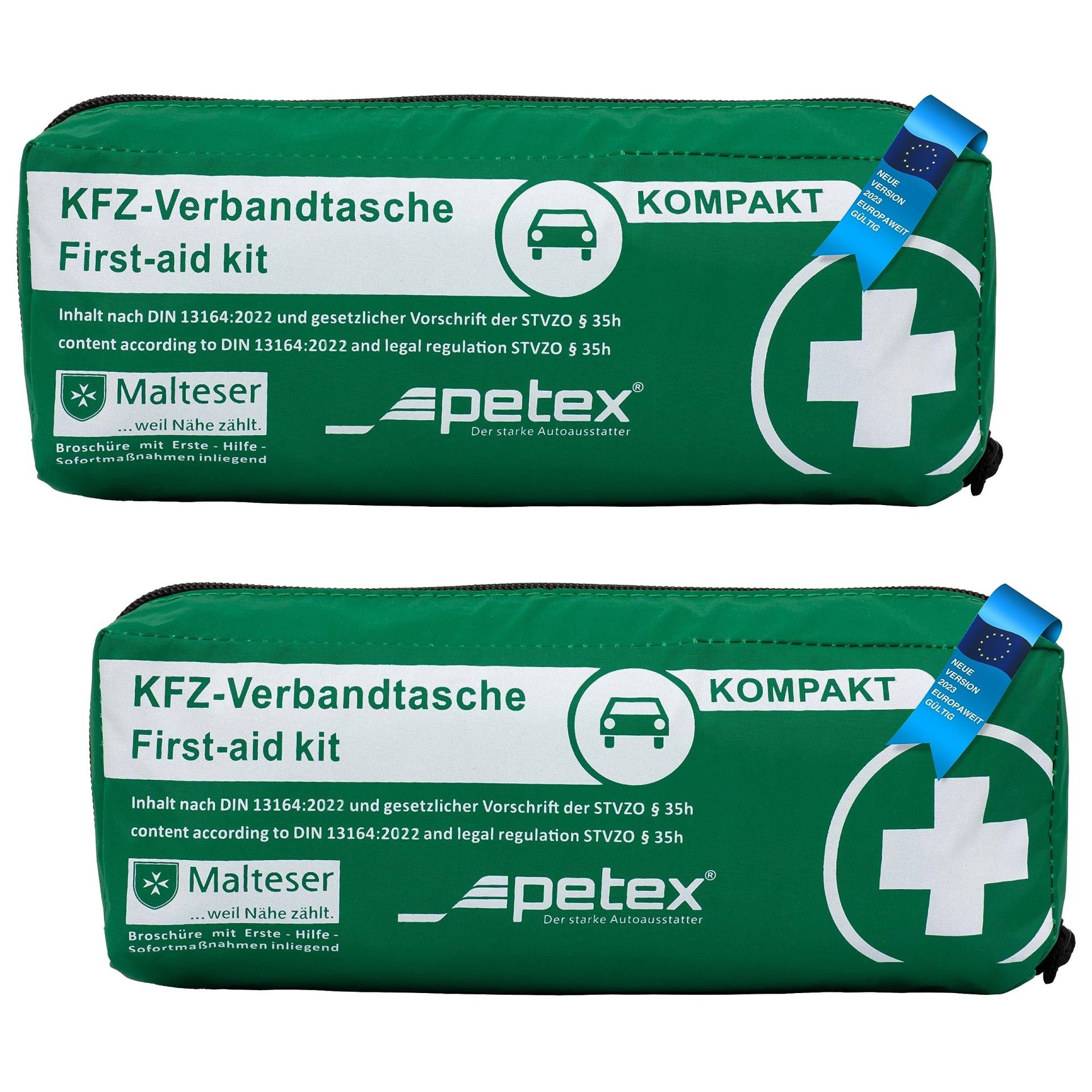 PETEX Verbandtasche Kompakt, 2er Set, Inhalt nach DIN 13164:2022, grün PETEX Verbandtasche Kompakt, 2er Set, Inhalt nach DIN 13164:2022, grün von PETEX