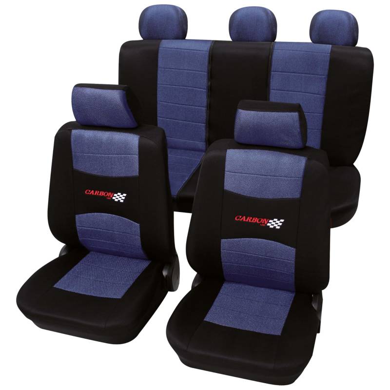 PETEX Sitzbezugset Universal Eco Class Carbon blau 11-teilig Größe SAB 1 Vario von PETEX