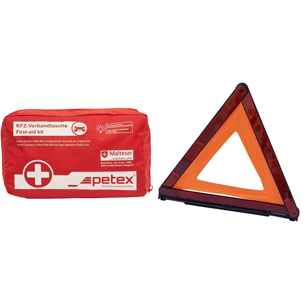 Petex 43930012 Verbandtasche Inhalt nach DIN 13164, rot & 43940200 Warndreieck Petex 43930012 Verbandtasche Inhalt nach DIN 13164, rot & 43940200 Warndreieck von PETEX