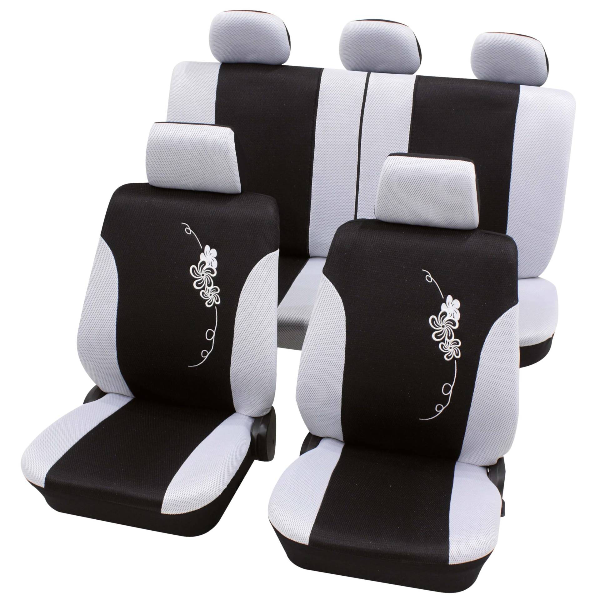 PETEX Auto Sitzbezüge Universal Komplett Set 17-teilig - Flower weiß, Eco Class mit SAB 1 Vario Plus PETEX Auto Sitzbezüge Universal Komplett Set 17-teilig - Flower weiß, Eco Class mit SAB 1 Vario Plus von PETEX