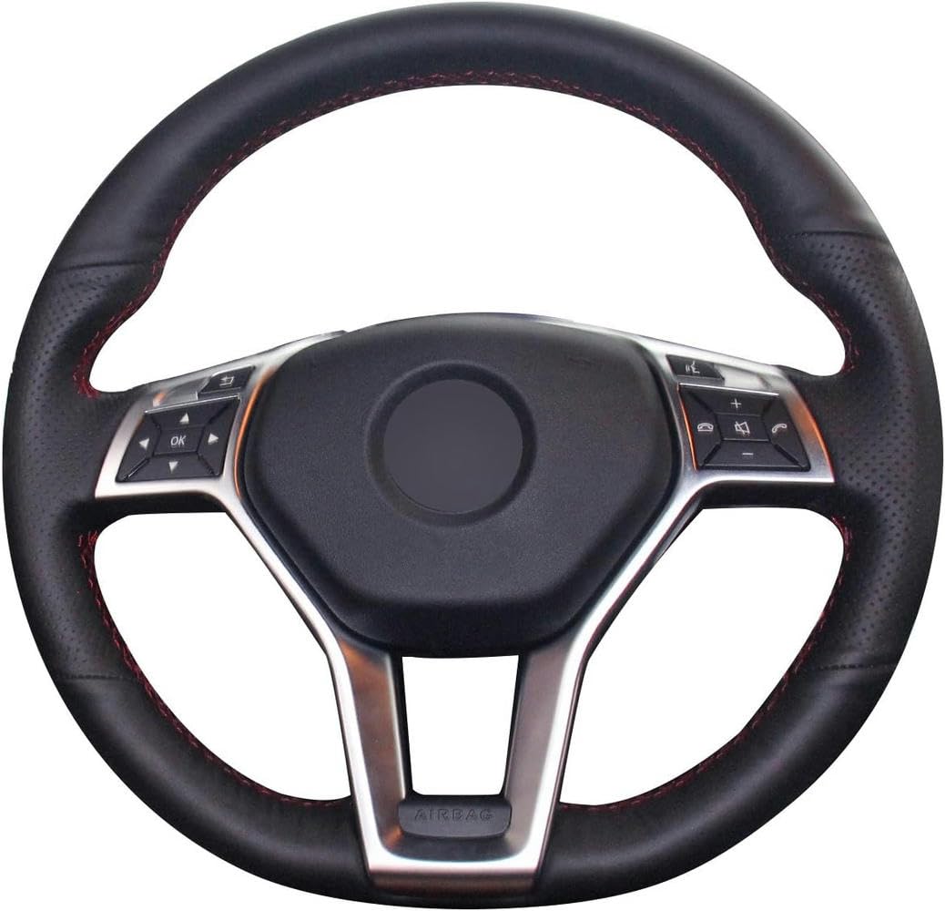 Handgenähter schwarzer Leder-Lenkradbezug für Mercedes Benz C-Klasse W204/E-Klasse W212/CLS-Klasse C218/GLA 45 AMG X156/SL-Klasse R231/SLK-Klasse R172 Handgenähter schwarzer Leder-Lenkradbezug für Mercedes Benz C-Klasse W204/E-Klasse W212/CLS-Klasse C218/GLA 45 AMG X156/SL-Klasse R231/SLK-Klasse R172 von PEYNIR