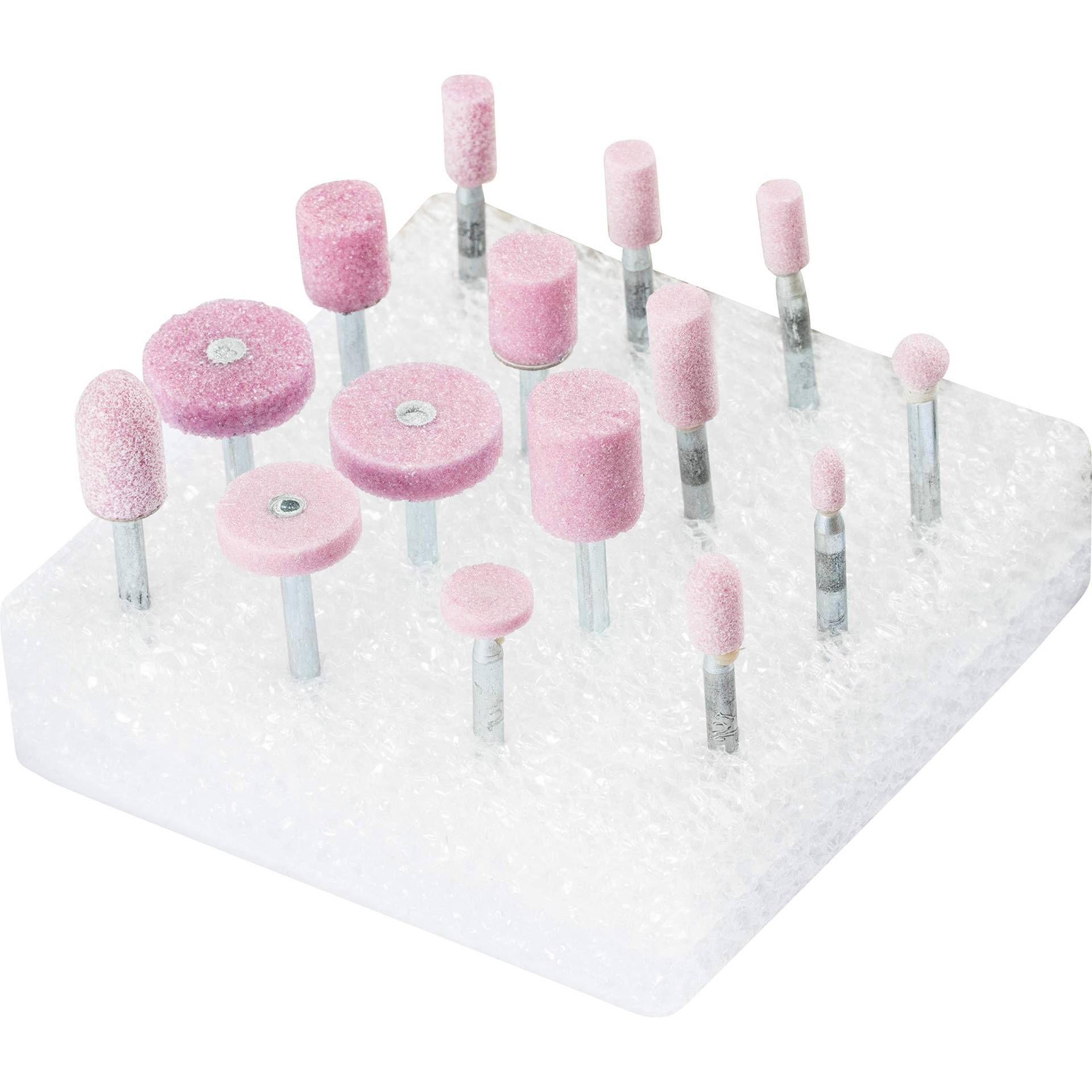 PFERD Schleifstift-Set STEEL EDGE, 15-teilig, Schaft-ø 3 mm, fein, Edelkorund rosa, 33920231 – für den Kanteneinsatz auf Stahl und Stahlguss von PFERD