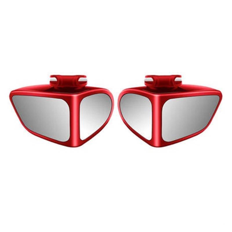 PGLVLZFGFN Auto umkehrend kleiner runder Spiegel Vorder- und Hinterradweitwinkelspiegel for doppelseitigem Hilfsrückblick 360 Grad blind Autospiegel und Abdeckungen(2PC Red) von PGLVLZFGFN