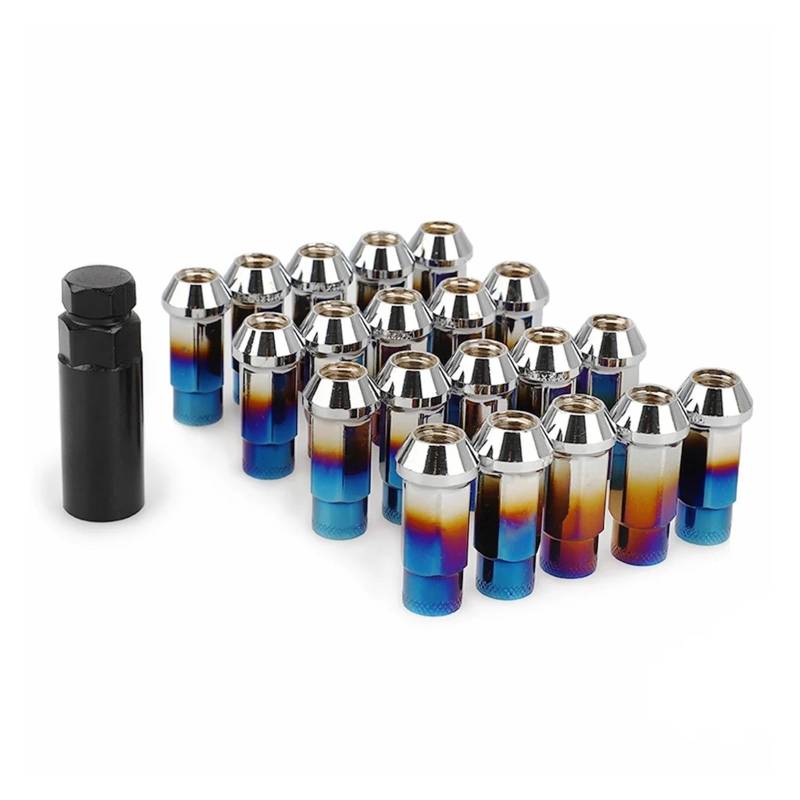 20 STÜCKE Eisen Bunte Auto Radmuttern Radmuttern Schrauben M12x1,5 M12x1,25(Burning Blue) von PGVXEM