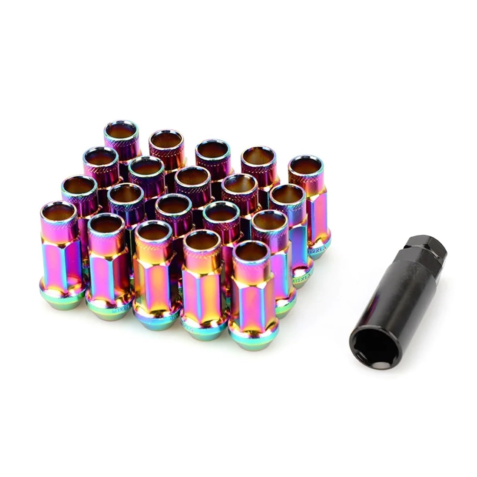20 STÜCKE Eisen Bunte Auto Radmuttern Radmuttern Schrauben M12x1,5 M12x1,25(Neo Chrome) von PGVXEM