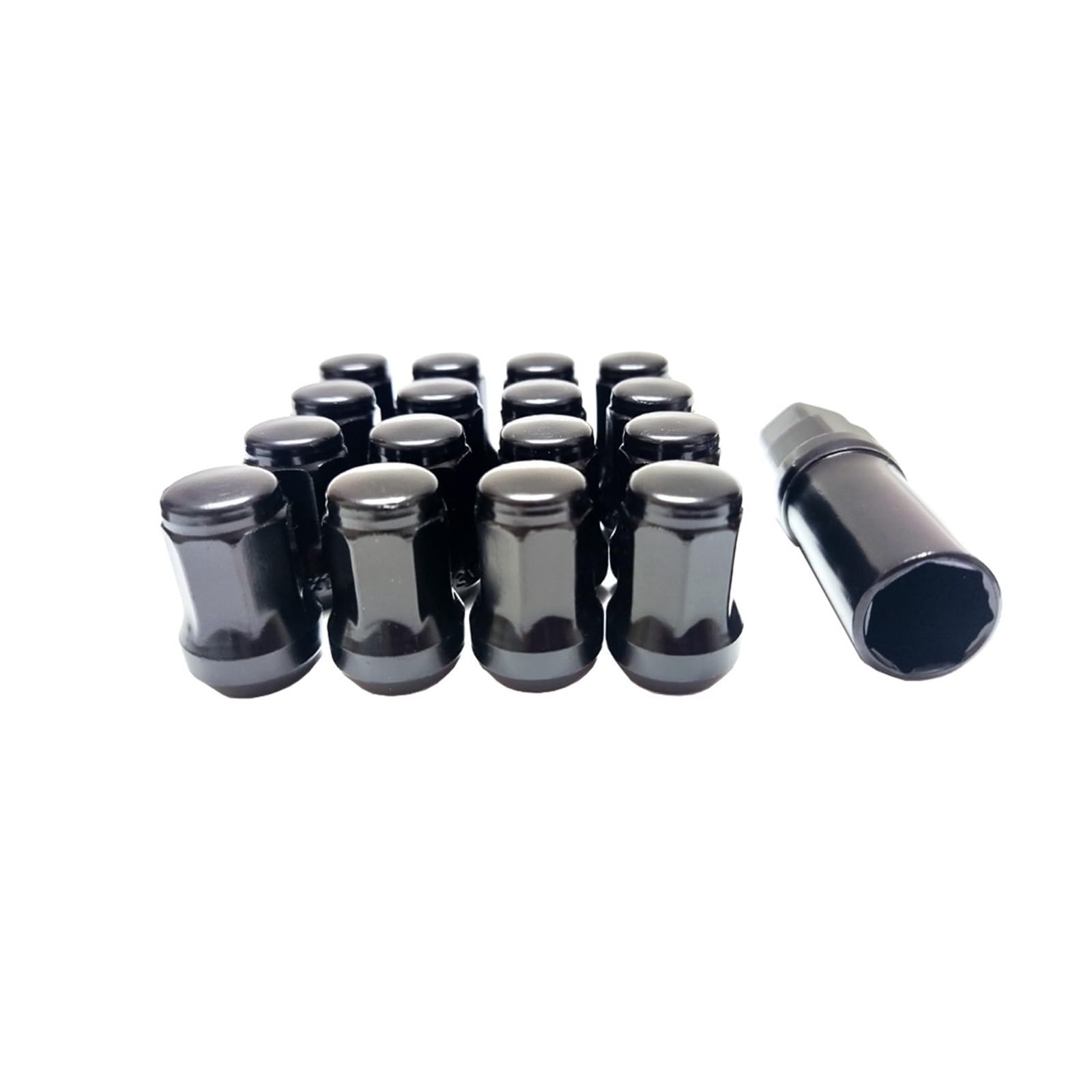 20 Stück / 16 Stück Schwarze Radmuttern, geschlossenes Ende, gewölbte Eichel-Radmuttern, M12 x 1,25, M12 x 1,5, Höhe 31 mm, Radmuttern(16x Black M12x1.5) von PGVXEM