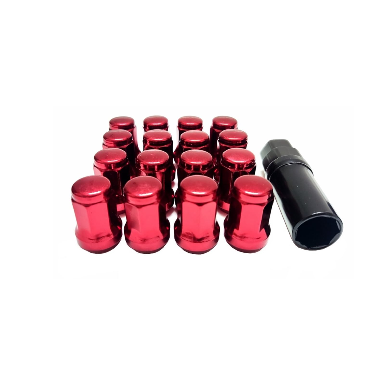 20 Stück / 16 Stück Schwarze Radmuttern, geschlossenes Ende, gewölbte Eichel-Radmuttern, M12 x 1,25, M12 x 1,5, Höhe 31 mm, Radmuttern(16x Red M12x1.5) von PGVXEM
