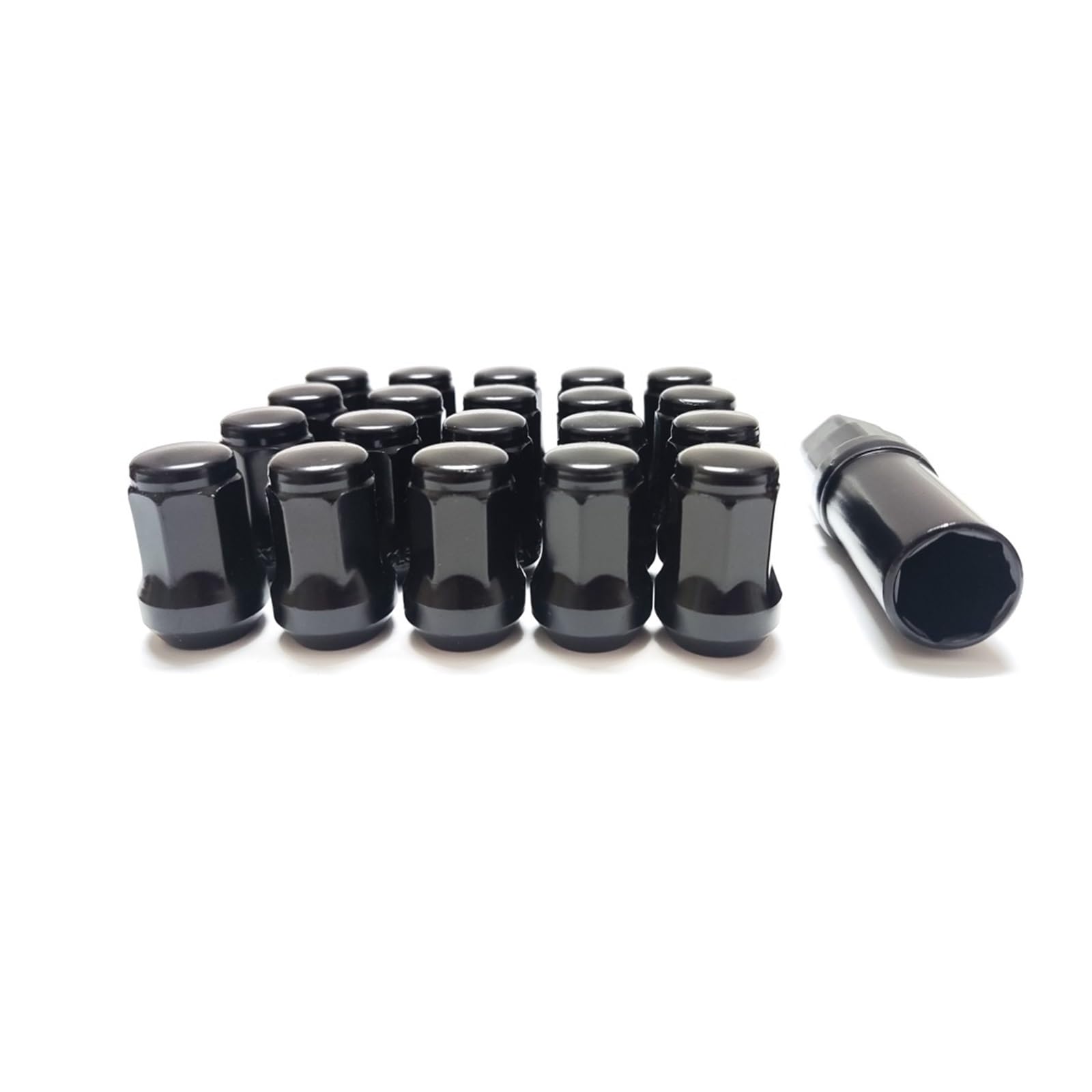 20 Stück / 16 Stück Schwarze Radmuttern, geschlossenes Ende, gewölbte Eichel-Radmuttern, M12 x 1,25, M12 x 1,5, Höhe 31 mm, Radmuttern(20x Black M12x1.5) von PGVXEM
