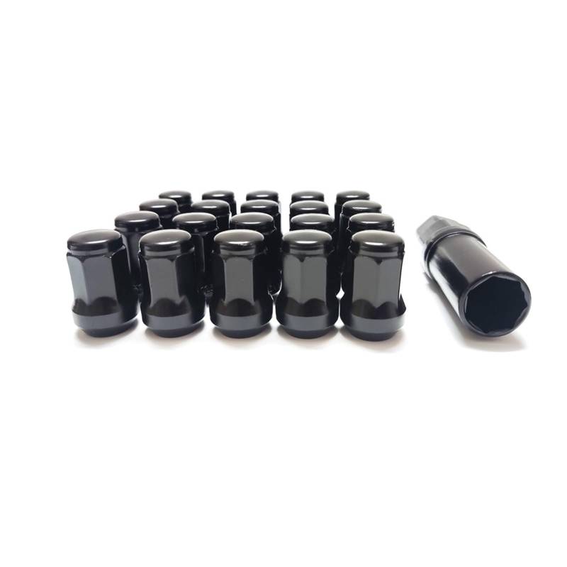 20 Stück / 16 Stück Schwarze Radmuttern, geschlossenes Ende, gewölbte Eichel-Radmuttern, M12 x 1,25, M12 x 1,5, Höhe 31 mm, Radmuttern(20x Black M12x1.5) von PGVXEM