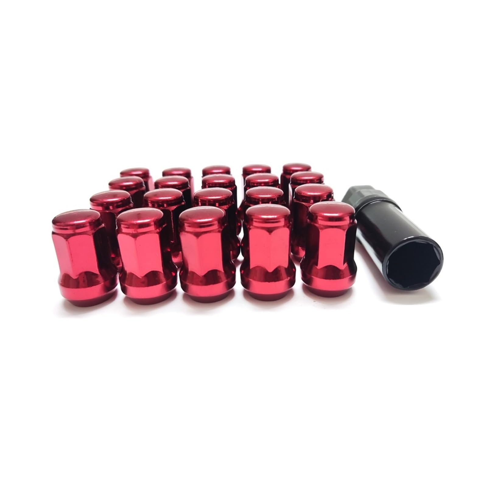 20 Stück / 16 Stück Schwarze Radmuttern, geschlossenes Ende, gewölbte Eichel-Radmuttern, M12 x 1,25, M12 x 1,5, Höhe 31 mm, Radmuttern(20x Red M12x1.25) von PGVXEM