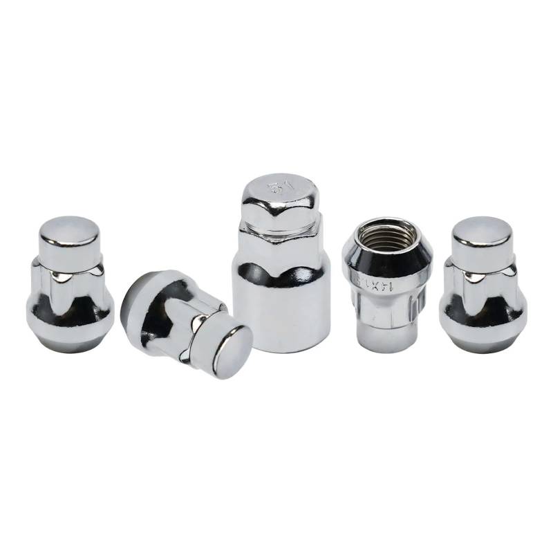 4 Stück M14 x 1,5 Radsicherungsmuttern, konischer Schlüssel, kompatibel mit S-MAX, silbernes 5-Zähne-Reifen-Diebstahlsicherungsschrauben-Zubehör, geeignet for die meisten Autos von PGVXEM