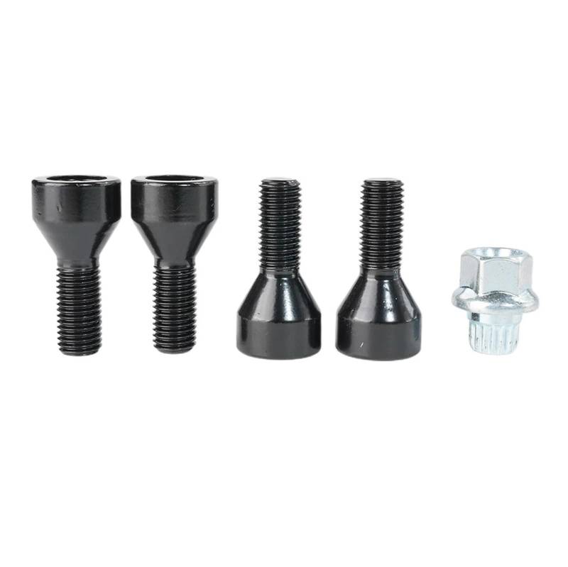 4 stücke M14 X1.25 SCHWARZ LEICHTMETALL Rad SICHERUNGSSCHRAUBEN RADMUTTERN + SCHLÜSSEL Kompatibel Mit R50(M12 1.5) von PGVXEM