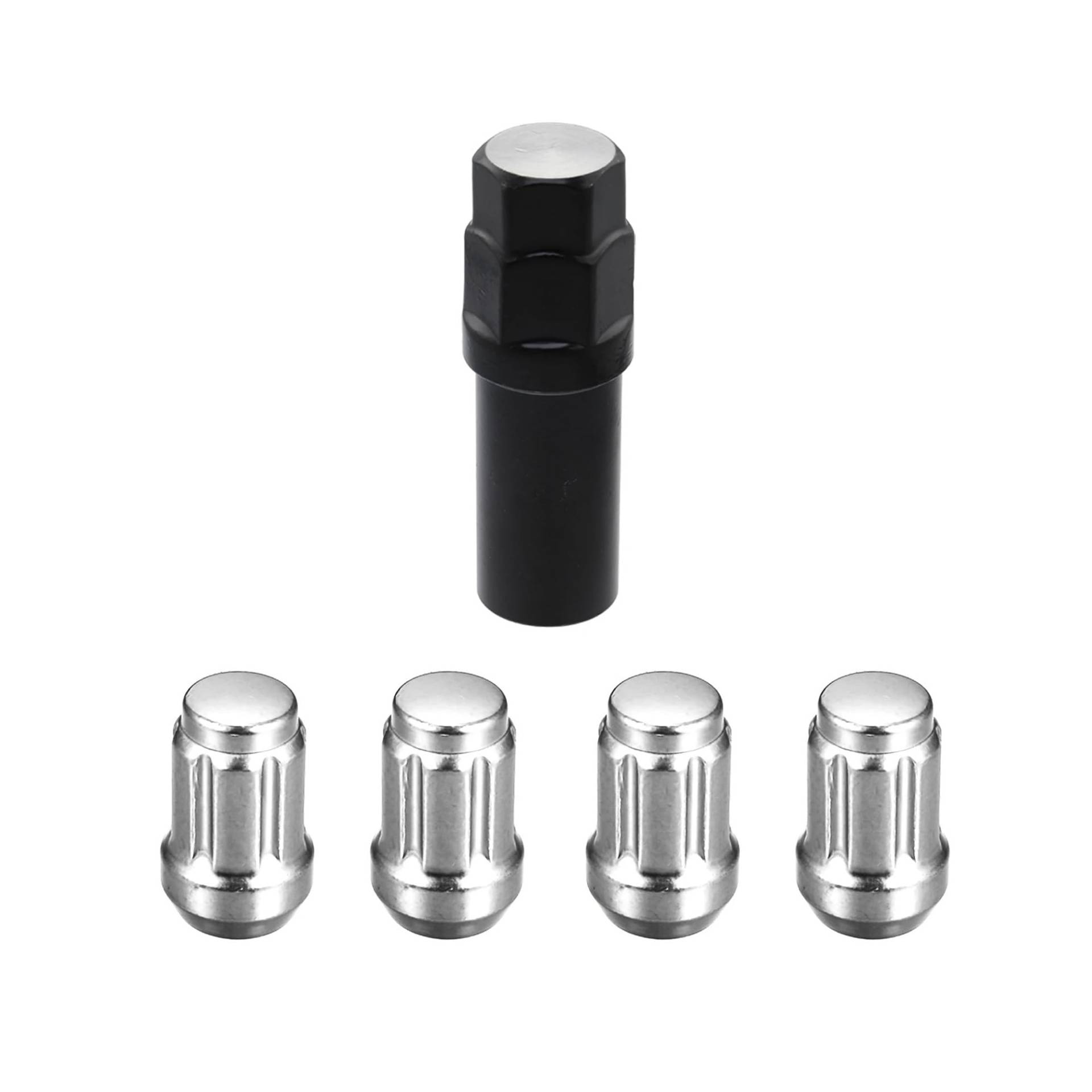 5-teiliges Auto-Radmuttern-Set aus Chrom, Ausbuchtung, Eichelkegel, Stahl-Rennschraubenkopfabdeckung M12 x 1,5 mit Steckschlüsselwerkzeug(Black) von PGVXEM