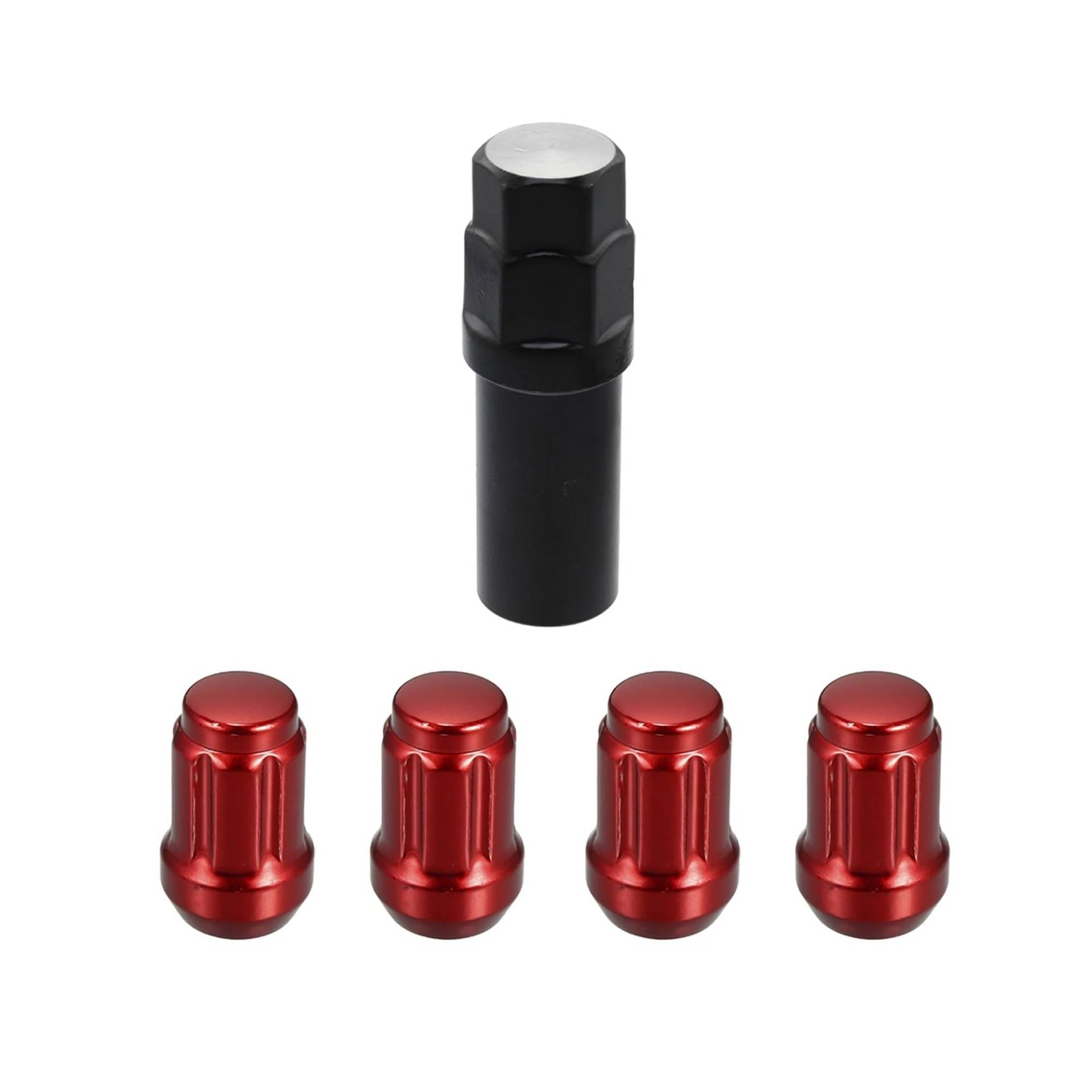 5-teiliges Auto-Radmuttern-Set aus Chrom, Ausbuchtung, Eichelkegel, Stahl-Rennschraubenkopfabdeckung M12 x 1,5 mit Steckschlüsselwerkzeug(White) von PGVXEM