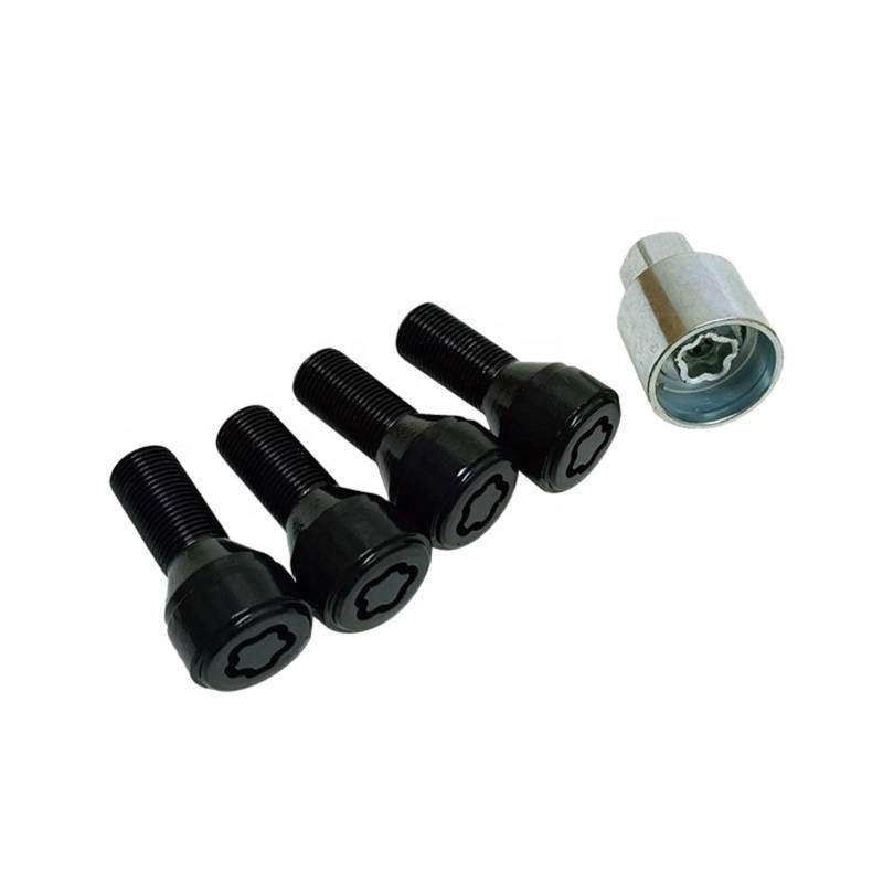 M14 * 1,25 Diebstahlsichere Radschraube aus Stahl, schwarz, runde Sicherheitsbandschraube zur Diebstahlsicherung, kompatibel mit der Serie X3X5X6 F20 F30 F10 G30 von PGVXEM
