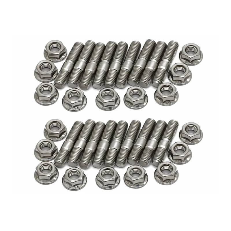 M8 * 40 Auspuffkrümmerbolzen, kompatibel mit Motoren der Civic Integra V3 BD-Serie, Edelstahlbolzen, gezähnte Bolzen, Mutter, Schraube(18sets) von PGVXEM